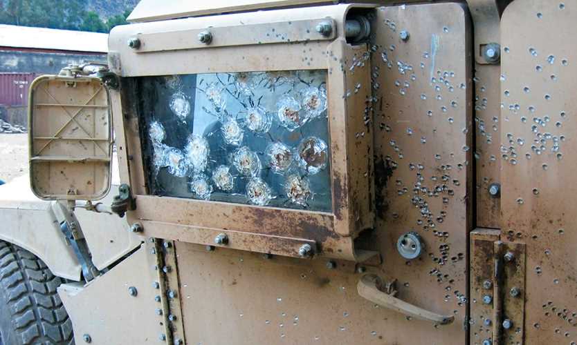 Damaged U.S. military vehicle in Iraq