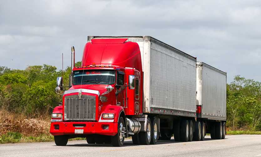 Truck on highway near Campeche, Mexico