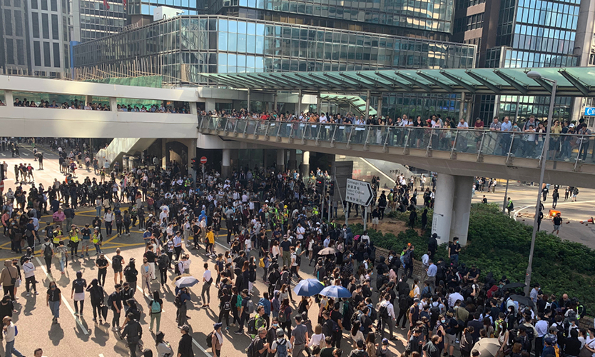 Protests in Hong Kong Central on Nov. 13, 2019