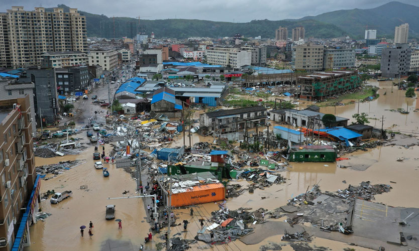 Damage from Typhoon Lekima