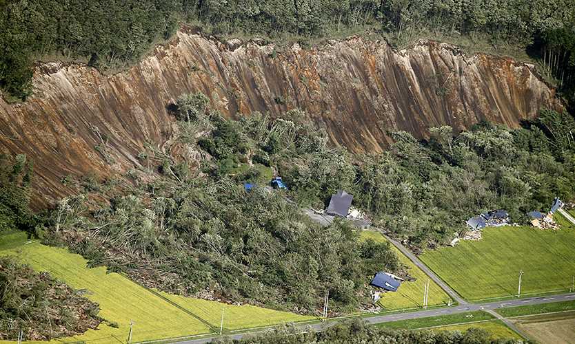 Mudslide after Hokkaido earthquake in Japan