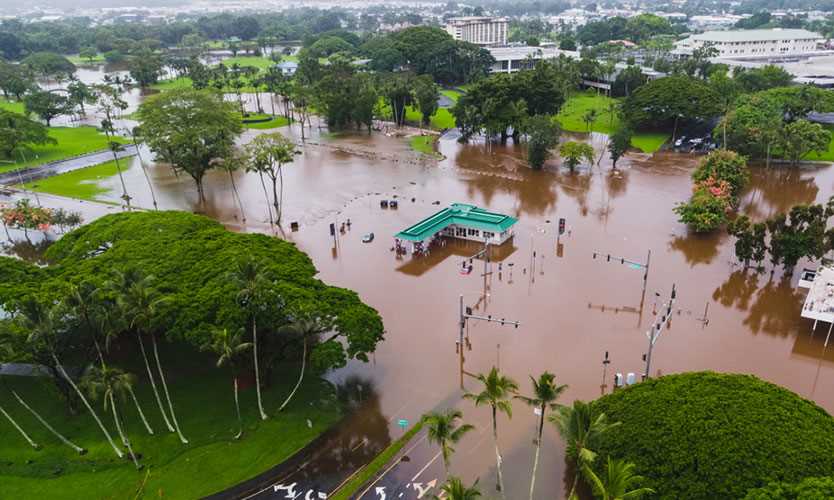 Hawaii flood after hurricane