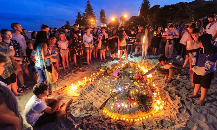 A night vigil on Mount Maunganui for the victims of the March 15 Christchurch mosque shootings in New Zealand